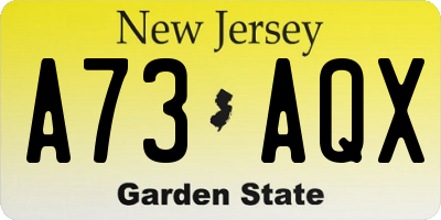 NJ license plate A73AQX