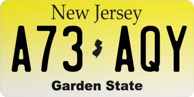 NJ license plate A73AQY
