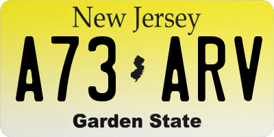 NJ license plate A73ARV