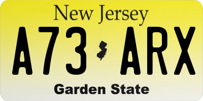 NJ license plate A73ARX