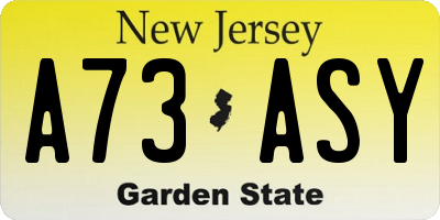NJ license plate A73ASY