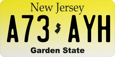 NJ license plate A73AYH