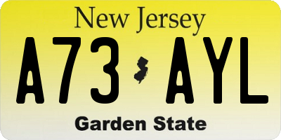 NJ license plate A73AYL