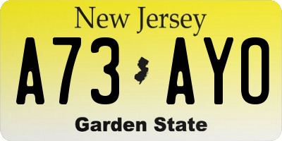 NJ license plate A73AYO