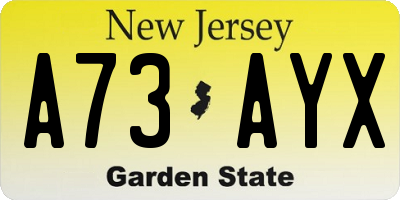 NJ license plate A73AYX