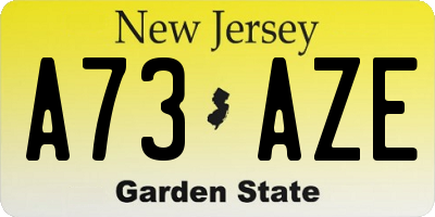 NJ license plate A73AZE