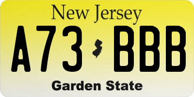 NJ license plate A73BBB