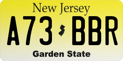 NJ license plate A73BBR