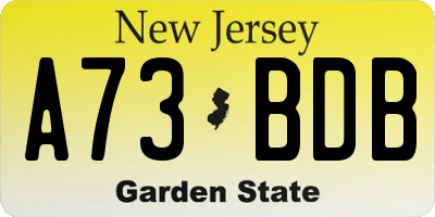 NJ license plate A73BDB
