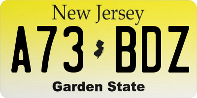 NJ license plate A73BDZ