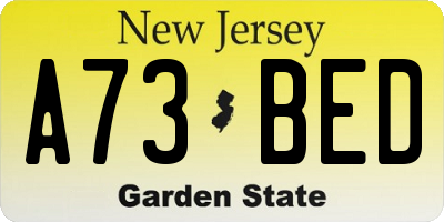 NJ license plate A73BED