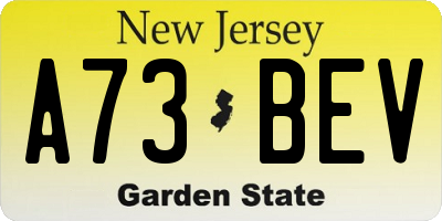 NJ license plate A73BEV