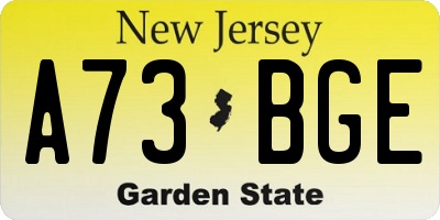 NJ license plate A73BGE