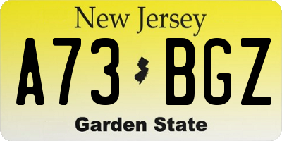 NJ license plate A73BGZ
