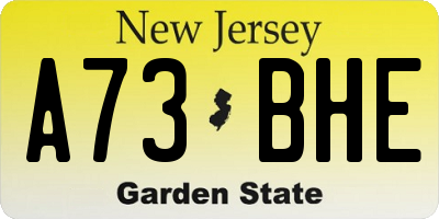 NJ license plate A73BHE