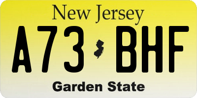 NJ license plate A73BHF