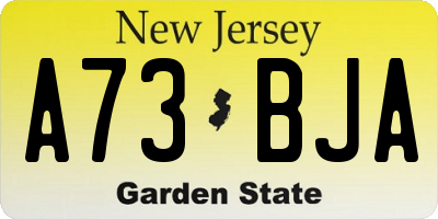 NJ license plate A73BJA