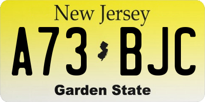 NJ license plate A73BJC