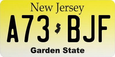 NJ license plate A73BJF