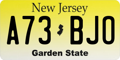 NJ license plate A73BJO