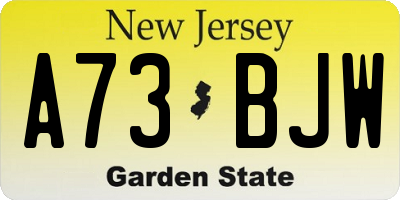 NJ license plate A73BJW