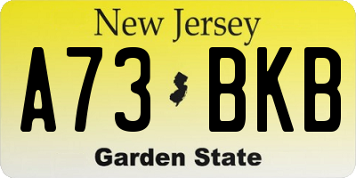 NJ license plate A73BKB