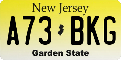 NJ license plate A73BKG