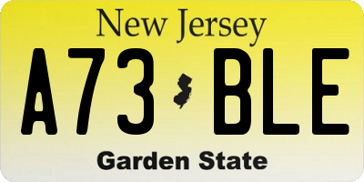 NJ license plate A73BLE