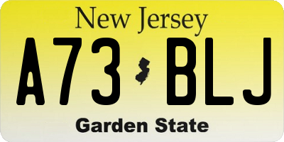 NJ license plate A73BLJ