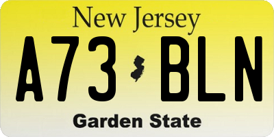 NJ license plate A73BLN