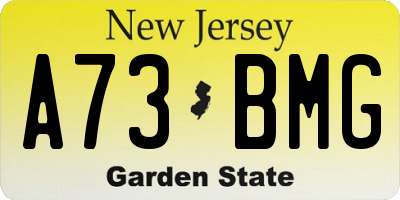NJ license plate A73BMG
