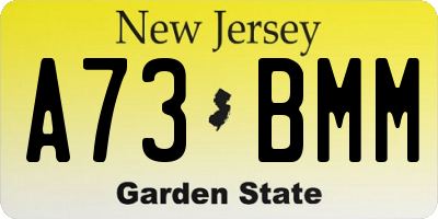 NJ license plate A73BMM