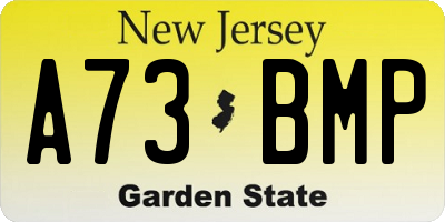 NJ license plate A73BMP