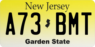 NJ license plate A73BMT