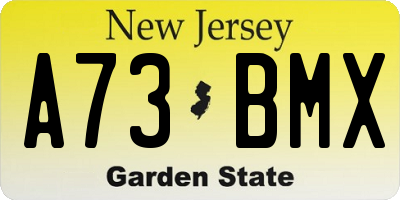 NJ license plate A73BMX