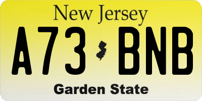 NJ license plate A73BNB