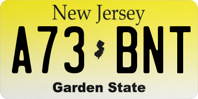 NJ license plate A73BNT
