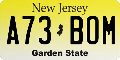 NJ license plate A73BOM