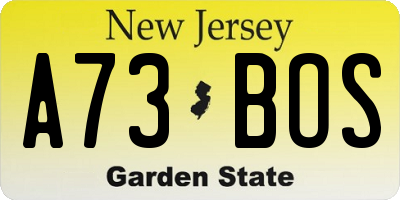 NJ license plate A73BOS