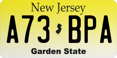 NJ license plate A73BPA