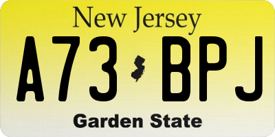 NJ license plate A73BPJ