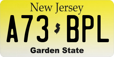 NJ license plate A73BPL