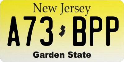 NJ license plate A73BPP