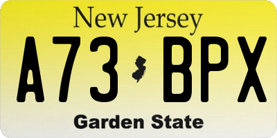 NJ license plate A73BPX