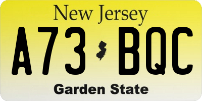 NJ license plate A73BQC