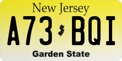 NJ license plate A73BQI