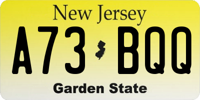 NJ license plate A73BQQ