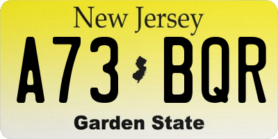 NJ license plate A73BQR