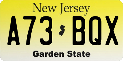 NJ license plate A73BQX