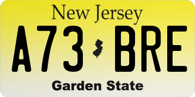 NJ license plate A73BRE